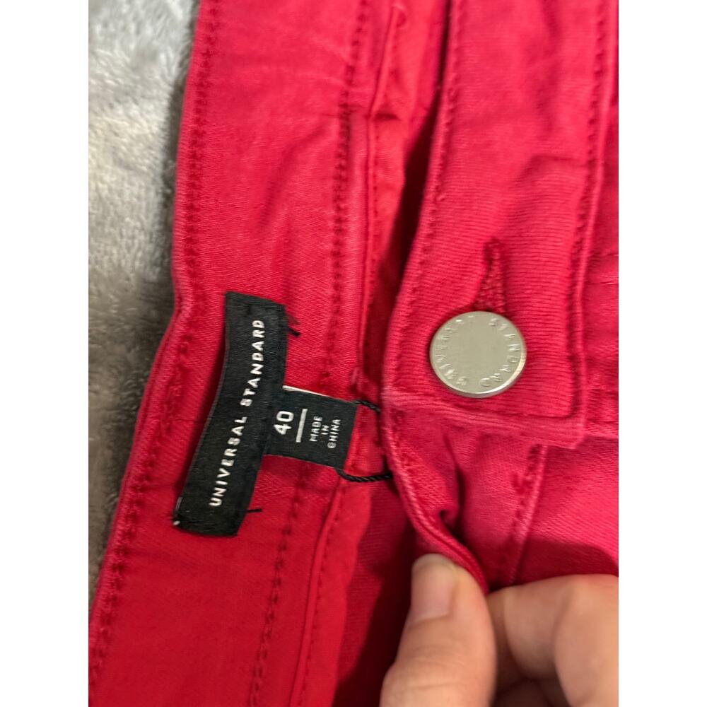 2/$30 NEW Universal Standard Red Seine High Rise Skinny Jeans 27” Scooter 40 - Picture 3 of 11